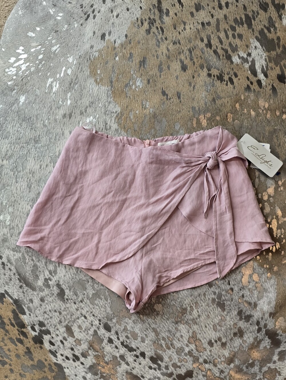 Cotton Candy Dusty Pink Wrap Tie Shorts